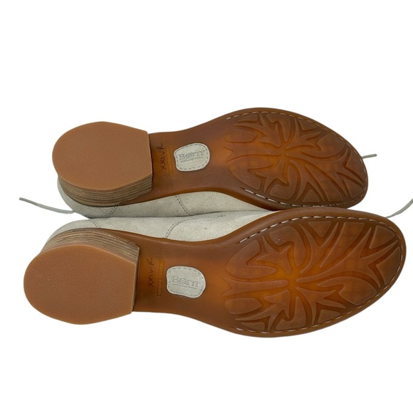 Born Women's Shoes Size 11 Gray Leather Upper Lace Up Slip On Block Heel - Picture 8 of 12